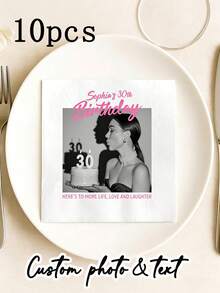 Customized Napkins, Personalized Printed Tissues In Various Fonts And Ink Colors, 3-Ply Disposable Beverage/Dessert/Cocktail Napkins Suitable For Wedding Table Decor, Perfect For Anniversary, Engagement, Birthday, Baby Shower, Christening, Christmas Decoration - Multicolor - View 15