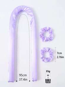 3pcs Manual Sponge Hair Curler Set, No Heat Curling Headband, Big Wave Curling Iron Set, Satin Curling Tool Kit, Includes 1 Curling Iron + 2 Hair Ties, Pink Sponge Curling Wand, Slouchy Curling Iron, No Heat Curling Headband - Multicolor - View 7