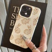 Bunnies 1pc TPU Material Watercolor Cute Rabbit Full Print Phone Case Compatible With Iphone 17 Pro Max/17/16 Pro Max/15/13/12/11, S20 FE/A15/S24/A55, Note 11/Note 12/Note 13 Pro, Shockproof Soft Protective Cover - White - View 2