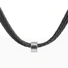 Personalized Men's Name Bracelet, Black Leather Bracelet With Customized Stainless Steel Beads, Laser Engraved Family Name, Date, Symbol, Letter, Number, Holiday, Birthday Gift - Necklace - View 13