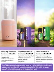 1 pieza Ambientador y humidificador de coche de 300ml, alimentado por USB, 2 modos de funcionamiento, luz LED de 7 colores, apagado automático, niebla silenciosa, difusor de aceites esenciales conveniente, adecuado para decoración de habitaciones, oficina, sala de estar, coche, también un gran regalo para mujeres - Multicolor - Ver 20