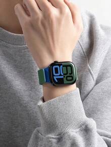 Huastonband 適用於 藍綠色矽膠錶帶，Series 3/SE/S11/S10/S9/S8/S7/S6/S5/S4/S3 時尚創意設計，柔軟舒適磁吸扣，適合戶外運動、瑜伽健身，雙色亮面質感，適用 38/40/41/42/44/45/46/49mm 手錶，男女皆宜，適合送給朋友、派對、商務場合、日常穿戴，成年女性復活節禮物 - 藍綠 - 查看 7