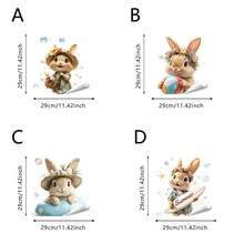 1/4pcs Summer Rabbit Static Cling Window Stickers, Beach Surfing Pond Rabbit Removable Glass Decor Stickers For Living Room, Office, Kitchen, DIY Art Mural, Holiday Supplies - Seaside Rabbit - View 4