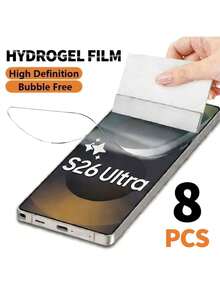 8 Pack Ultra HD Hydrogel Film Compatible With Samsung Galaxy S26 Ultra S25 Edge S24 S23 FE S22 Ultra S21 S20 Ultra Plus FE S10 S10+ S9 Note 20 Ultra 10 Plus 9 8 Full Cover Screen Protector - Clear - View 14
