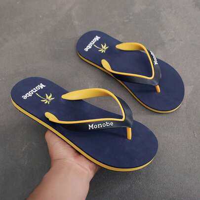 Men's Flip Flops, High-End Non-Slip Odor-Resistant Thong Sandals, Fashionable Rubber Outdoor Thick-Soled Beach Shoes