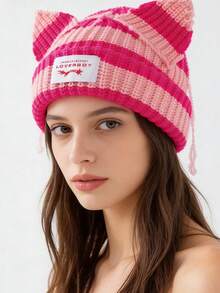 Solid Color Cute Fashion Versatile Ear Beanie, Unisex Knitted Brimless Hat For Spring And Autumn - Pig Hat - View 7