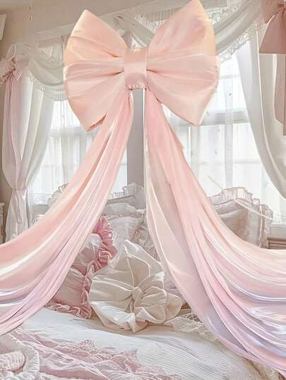 1pc Oversized Polyester Bow Decor, High Quality Material, Wall Hanging Decoration For Birthday Party Background, Engagement Wedding Party, Celebration Photography Prop, Bridal Shower, Girls Room, Children's Room, Mother's Day, Christmas, Valentine's Day, Perfect Holiday Gift