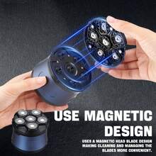 6D Rotary Electric Shaver Suitable For Bald Men, Rechargeable USB Charging Lithium Battery Electric Shaver, Beard Trimmer & Grooming Kit, Gift For Men - Multicolor - View 9