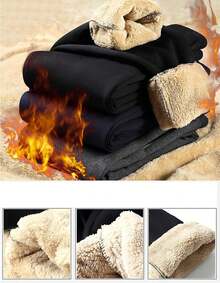 Men's Warm Sherpa Lined Fleece Sweatpants For Active Jogging - 棕色 - 查看 7