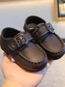 婴儿平底乐福鞋，男童派对皮鞋，时尚百搭莫卡辛鞋 - 棕色 - 查看 4