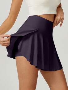 NcmRyu 1pc Women High Waist Asymmetric Cross Design Mini Skirt - Purple - View 1