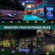 1/4 piezas Luces solares de acero inoxidable con 8 LED, luces de camino con encendido/apagado automático solar, seleccionables en cálido/blanco/color, luces de ambiente para jardín y fiesta, panel solar recargable, batería recargable incorporada, para jardín, patio, entrada, césped, escaleras, camino, iluminación de jardín, iluminación de entrada, iluminación de diseño elegante, iluminación decorativa navideña, regalo de decoración de jardín exterior - 8 LED - Ver 7
