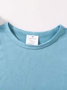 男童太阳系行星图案印花短袖T恤，夏季款 - 霧霾藍 - 查看 5