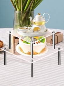 1个方形亚克力展示架，蛋糕桌面展示架，杯子展示架，多层组合展示架，可拆卸易携，装饰配件 - 彩色 - 查看 5