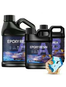Bộ nhựa Epoxy 17oz/33.8oz, nhựa Epoxy trong suốt như pha lê, không bị ố vàng, không tạo bọt, tự san phẳng, thích hợp cho làm đồ trang sức, phủ và đúc các sản phẩm thủ công DIY, lý tưởng cho người mới bắt đầu. - màu đen - Xem 13