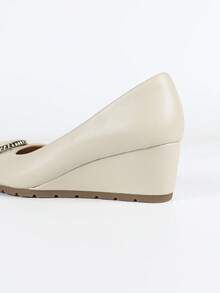 Women's Fashion Wedge Heel Soft Comfortable Pointed Toe High Heels - Beige - View 9