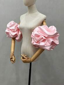 1 chiếc vòng tay cô dâu bằng satin xếp ly hình cánh hoa, màu đỏ. - Nhiều màu - Xem 22
