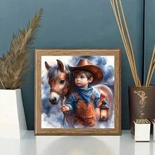 5D Diamond Painting Kit - Full Round Diamond, Human And Horse Pattern, Acrylic Craft Set For Home Decor, Frameless Diamond Painting Gift Set - round diamond - View 11