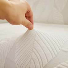 1pc Ruffled White Jacquard Stretch Sofa Cover, Thick Elastic Slipcover For 1/2/3/4 Seater Sofa, Lace Trim, Soft Fabric For Living Room, Bedroom, Study - Beige - View 9