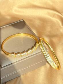 Bộ trang sức hình trái tim bằng thép không gỉ mạ vàng 18K và đá Zirconia dành cho nữ, vòng tay vàng, vòng tay nhiều lớp sáng bóng kiểu Ins, quà tặng cho mẹ, Giáng sinh, Lễ Tạ ơn, Halloween, trang sức cưới, kỷ niệm, quà tặng Ngày Valentine, phong cách Boho hàng ngày và tiệc tùng. - Nhiều màu - Xem 5