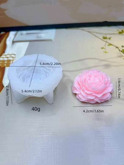 1pc New 4-Corner Small Peony Scented Candle Gypsum Home Decor Accessory, Silicone Mold