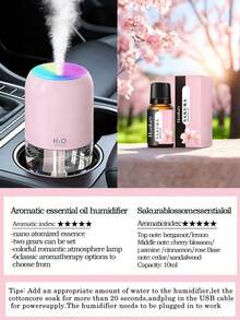 1件 180ml 臥室加濕器，2種工作模式，彩色夜燈，靜音噴霧，家用電動空氣清新機，小型香薰燈，精油擴香機，兼容精油。黑色、白色和粉色可選，適合房間裝飾、汽車、辦公室、客廳、桌面使用，是送給女性的理想禮物。這款USB供電空氣清新機（需插電使用）提供空氣加濕與滋潤，為您創造舒適環境。 - 彩色 - 查看 22