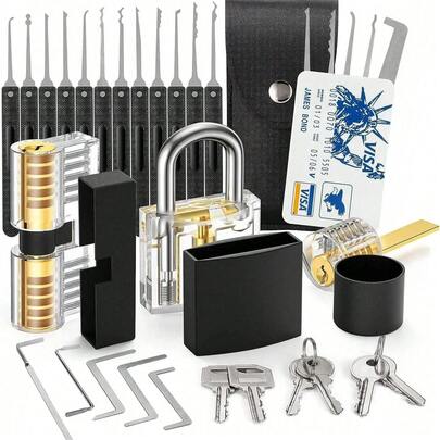 Locksmith Practice Lock Set, Locksmith Tools, Transparent Lock DIY Kit