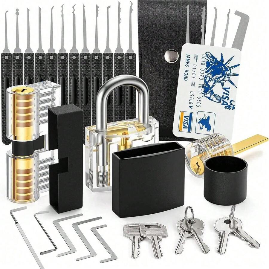 Locksmith Practice Lock Set, Locksmith Tools, Transparent Lock DIY Kit - A - View 1