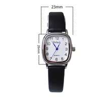 Small Square Women's Watch, Colorful Leather Strap. - Black - View 6