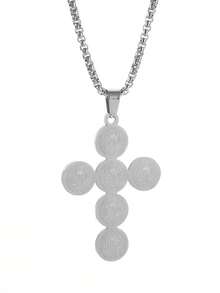 1pc St. Benedict Medal Cross Pendant Necklace, Stainless Steel Catholic Religious Jewelry, Unisex - Multicolor - View 7