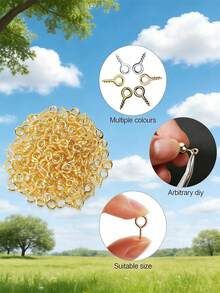 100/300/500/1000/2000pcs Multi-Color Mini Eye Needles, Eye Needles, Hooks, Eyelets, Threaded Metal Screws, Jewelry Pendant Connectors, DIY Jewelry Making Supplies, 10mm/0.39 Inch - Multicolor - View 10