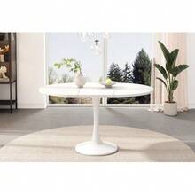 Extendable Dining Table, Oval Table, Coffee/Lounge Table, Length 100/140 X Width 100 X Height 75 Cm, Modern And Minimalist Dining Table, White - White - View 4