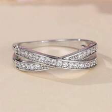 1 chiếc nhẫn zirconia tròn tối giản thời trang dành cho nữ, thích hợp đeo hàng ngày và làm quà tặng dịp lễ. - màu trắng bạc - Xem 4