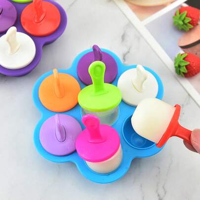 1pc Silicone 7-Cavity Ice Cream Mold, Ice Cream Pop Maker, Easy Release Ice Cream Ball Maker, For Homemade Ice Cream DIY Popsicle Mold, Suitable For Summer Party, Gathering And Outdoor Activities, Portable, Suitable For Boys And Girls Summer Pool Party