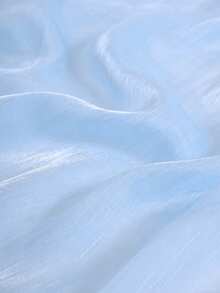 1pc Light Blue Icy Glass Organza, Micro-Textured Icy Flower Crinkle Fabric, Luxury Sheer Dress Transparent Icy Flower Tulle DIY Pre-Cut - Light Blue - View 4