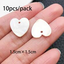 10/24Pcs Mixed Style Shell Charms - Heart Star Cross Moon Pendants For Bracelet & Keychain - White - View 14