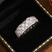 Fashion Four-Claw Round Geometric Ring, Jewelry Gift For Women On Valentine's Day - White - View 10