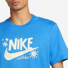 Camiseta Nike Casual de manga corta con cuello redondo y estampado del logotipo para hombre, azul - Azul - Ver 3
