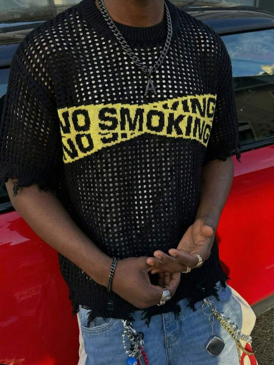 Áo sweatshirt tay ngắn cổ tròn in chữ khoét rỗng dáng rộng thoải mái hiệu ANDREILEE, phong cách thể thao năng động mùa xuân hè dành cho cả nam và nữ, phù hợp cho sinh viên. - màu đen - Xem 1