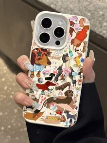 1个极简橙色眼睛腊肠犬趣味图案防水防震防滑软手机壳，适合作为生日/节日礼物送给朋友、家人、情侣，国际版，非国内版 - 彩色 - 查看 4