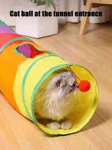 1 Stück neues Design E-förmiger Katzen Tunnel, Selbstunterhaltungs Katzen Tunnel, geeignet für alle Jahreszeiten, abnehmbar und waschbar, modulares Spieltunnel Zelt, Katzen Tunnel, Regenbogen Tunnel Serie, selbstmontage, interaktiver Regenbogen Tunnel, faltbares Katzenspielzeug, Katzen Zubehör (zufällige Farbkombination) - Verschiedenfarbig - Übersicht 5