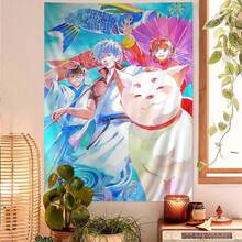 Gintama Yorozuya Crew Watercolor Tapestry - Gintoki, Kagura, Shinpachi & Sadaharu, Stylish Room Decor For Comedy Anime Fans - A25619-GT - 查看 6