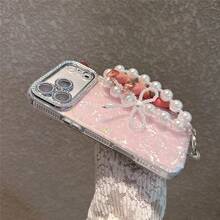 奢华水钻粉色爱心手机壳 + 腕带,亚克力硬壳创意设计,适用于 17 Pro Max/17 Pro/17 Air/17/16 Pro Max/16/16 Pro/16 Plus/15/15 Pro Max/15 Pro/15 Plus/11/12/13/14 Pro Max/11 Pro/11 Pro Max/12 Pro/12 Pro Max/13 Pro/13 Pro Max/14 Pro/14 Pro Max/14 Plus - 粉紅色愛心+珍珠手繩 - 查看 3