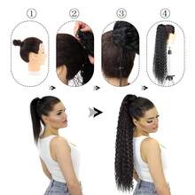 16 Inch Drawstring Ponytail Extension Curly Long Hair Ponytail, Natural Black Pony Tails Hair Extensions With Secure Fit For Easy Daily Wear - Natural Black - View 6