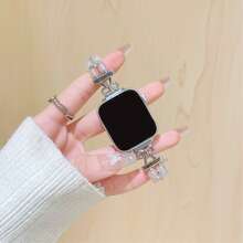 1条精美蝴蝶结金属表带，兼容表带，适用于38mm、40mm、41mm、42mm、44mm、45mm、46mm、49mm表径，兼容 Link系列、Ultra、S10、9/8/7/6/5/4/3/2/1、SE - 白色 - 查看 7