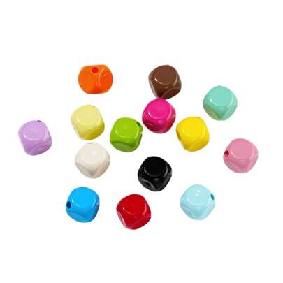 10mm Macaron Akryl Diagonalskurna Fyrkantiga Pärlor DIY Mobiltelefon Kedja Halsband Pärltillbehör Partihandel