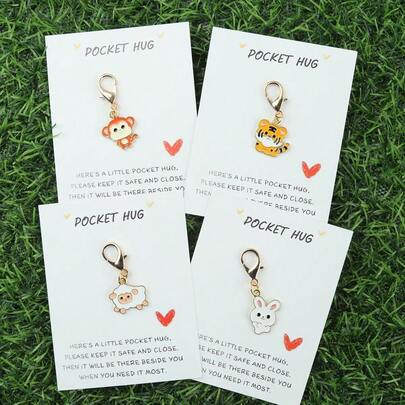 1pc/4pcs/8pcs Cute Animal Keychain Set, Includes Adorable Rabbit, Tiger, Monkey, Sheep And Other Animal Themed Pendants, Ideal Gift For Friends, Teachers, Classmates, Holiday Party Favors