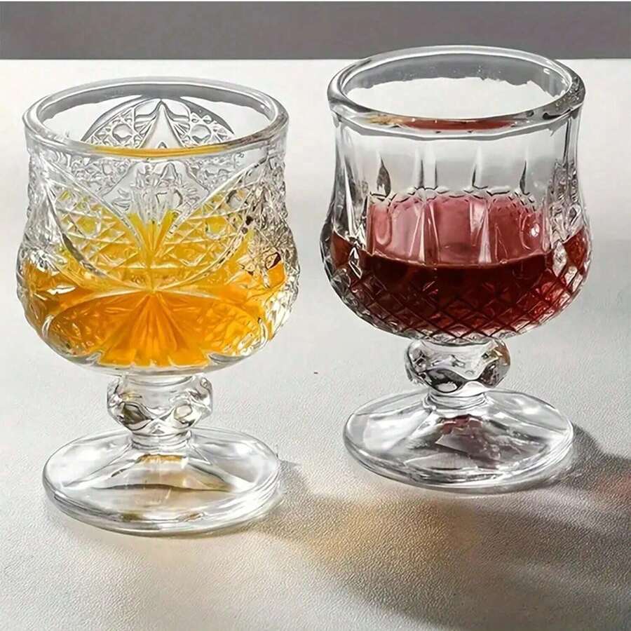 50毫升钻石/蝴蝶图案水晶透明高脚酒杯，适用于盛装高端法式伏特加、威士忌等。 - 無色 - 查看 1