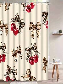 Bộ 1/4 rèm tắm họa tiết báo đốm anh đào - Rèm cửa sổ phòng tắm sang trọng với khoen kim loại phía trên, chất liệu vải có thể giặt máy, thích hợp cho phòng tắm, xe RV, trang trí ngày lễ - Sử dụng quanh năm, kích thước 70.8x70.8 inch, trang trí nhà cửa cho ngày Valentine. - A - Xem 17