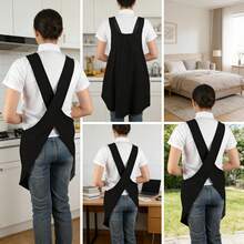 Japanese Cross-Back Apron, Kitchen Cooking Anti-Stain Smock, Living Room Bedroom Housework Breathable Workwear, Multi-Scene Non-Choking, Baking Office Cleaning Durable Bib - Coral Pink - View 2